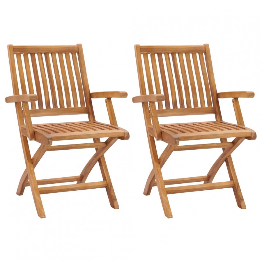 Chaises de jardin pliables 2 pcs Bois de teck massif