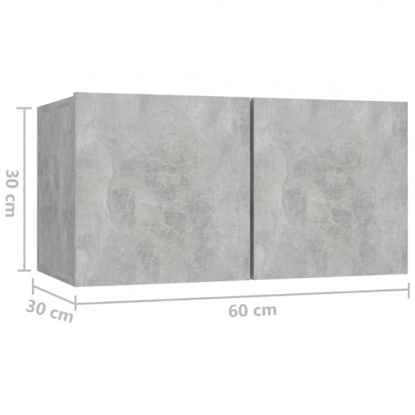 Ensemble de meuble TV 8 pcs Gris béton Aggloméré