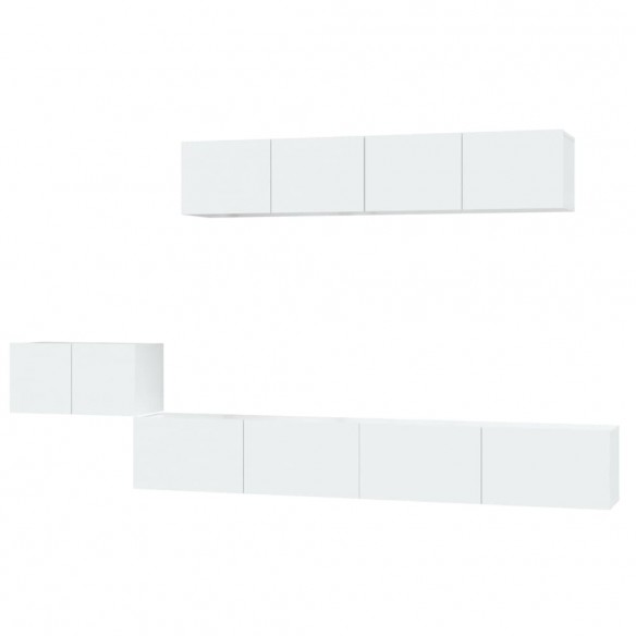 Ensemble de meubles TV 5 pcs Blanc brillant Bois d'ingénierie