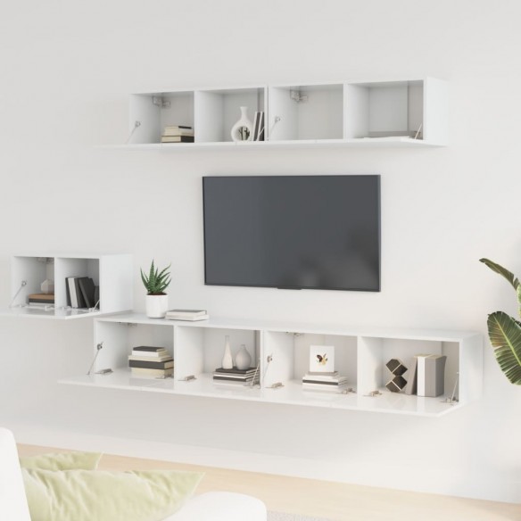 Ensemble de meubles TV 5 pcs Blanc brillant Bois d'ingénierie