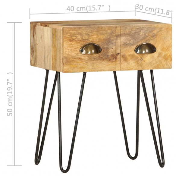 Table de chevet 40 x 30 x 50 cm Bois de manguier massif