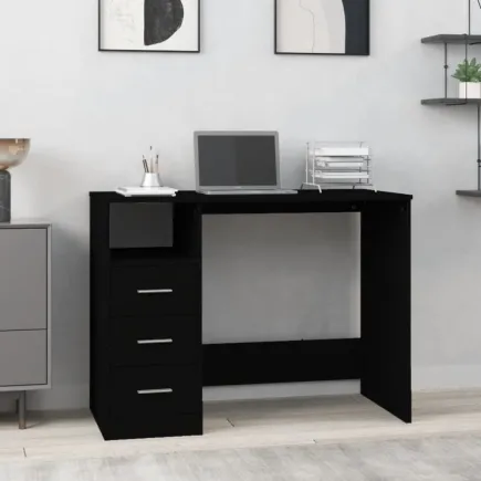 Bureau avec tiroirs Noir 102x50x76 cm