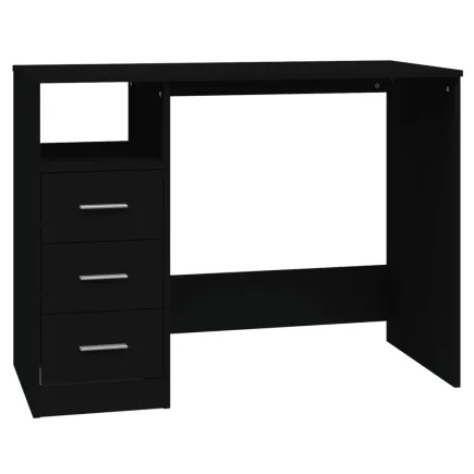 Bureau avec tiroirs Noir 102x50x76 cm  2