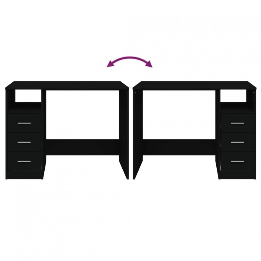 Bureau avec tiroirs Noir 102x50x76 cm 