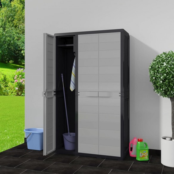 Armoire de rangement de jardin avec 4 étagères Noir et gris