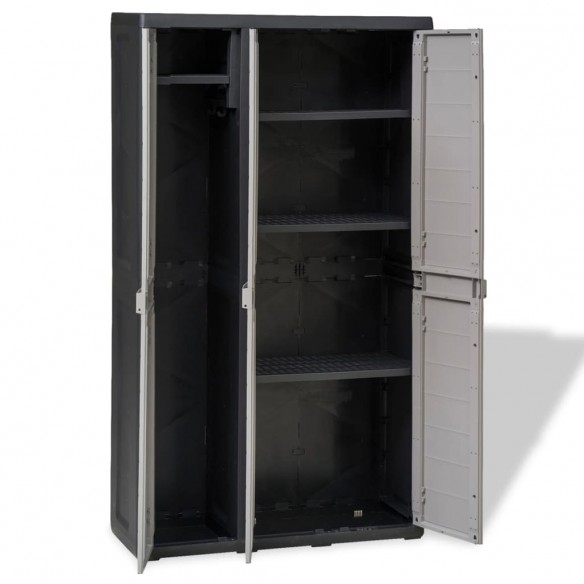 Armoire de rangement de jardin avec 4 étagères Noir et gris