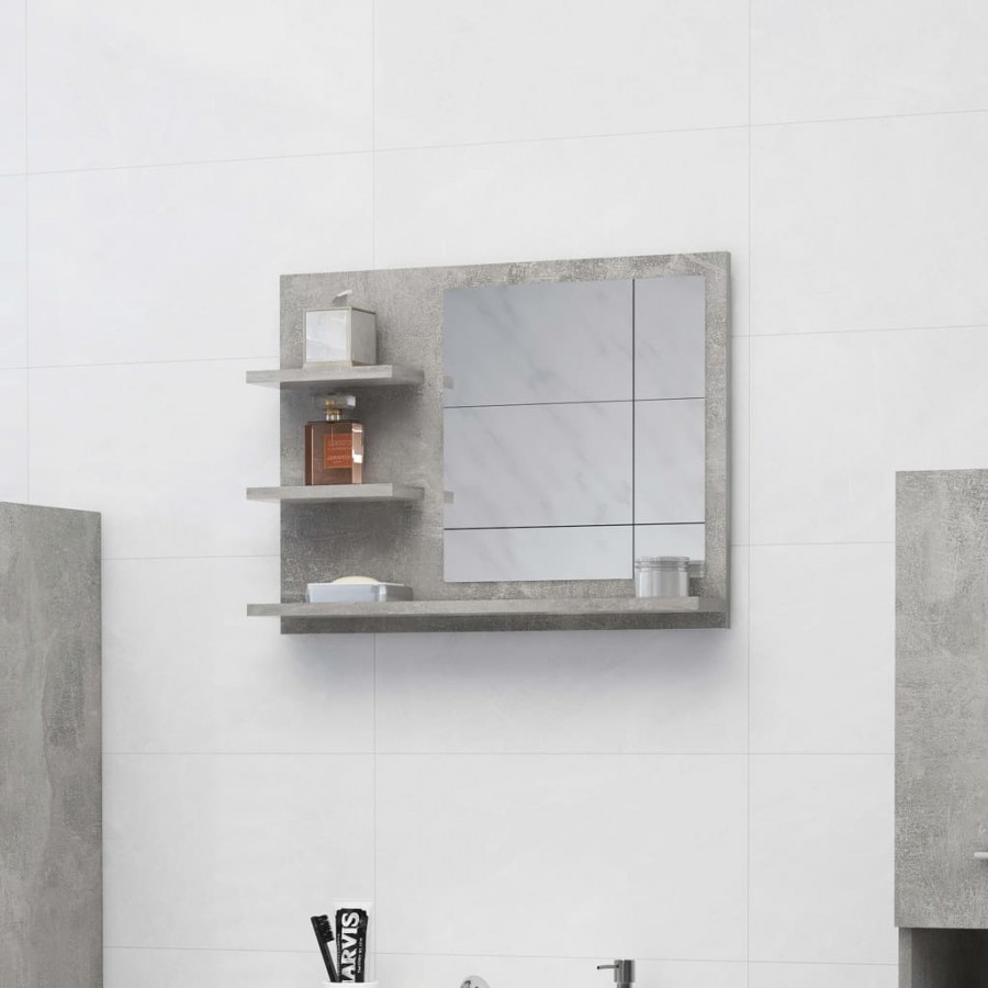 Miroir de salle de bain Gris béton 60x10,5x45 cm Aggloméré