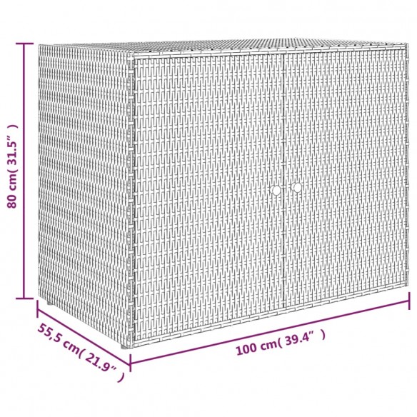 Armoire de rangement jardin Gris 100x55,5x80 cm Résine tressée