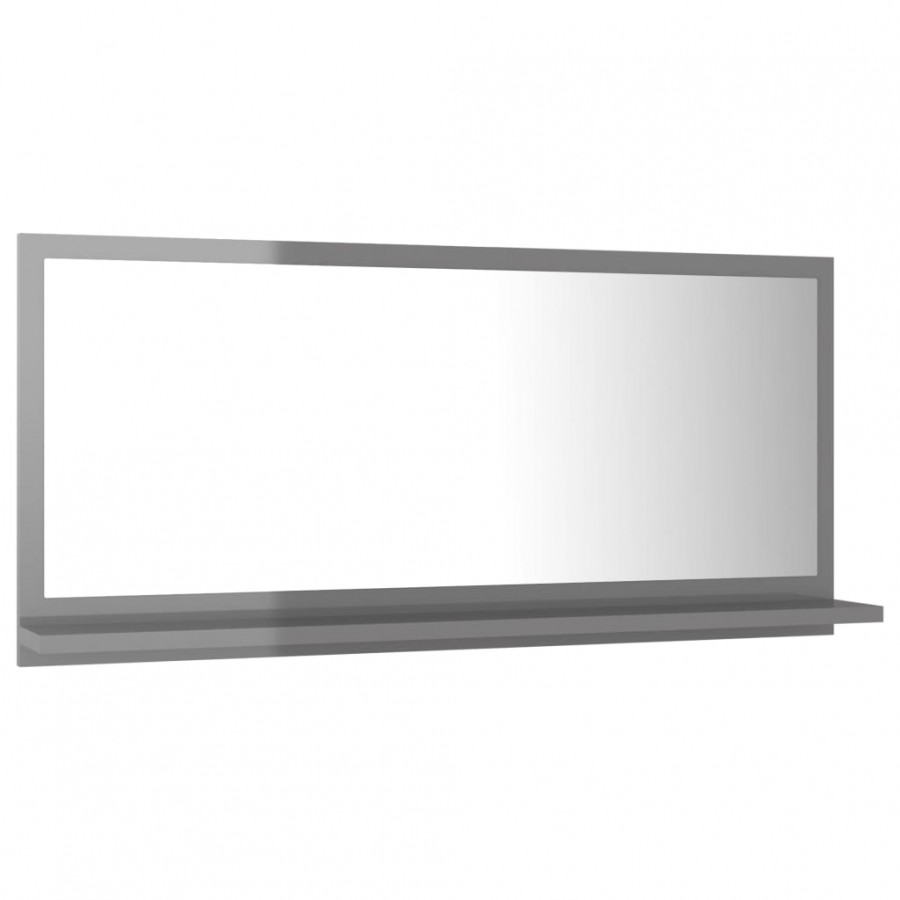 Miroir de salle de bain Gris brillant 80x10,5x37 cm Aggloméré