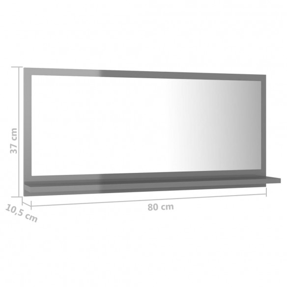 Miroir de salle de bain Gris brillant 80x10,5x37 cm Aggloméré