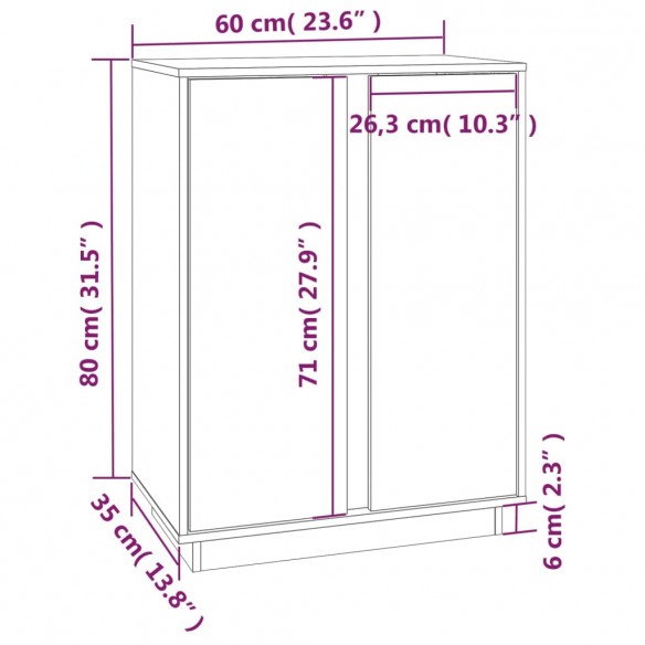 Buffet 60x35x80 cm Bois massif de pin