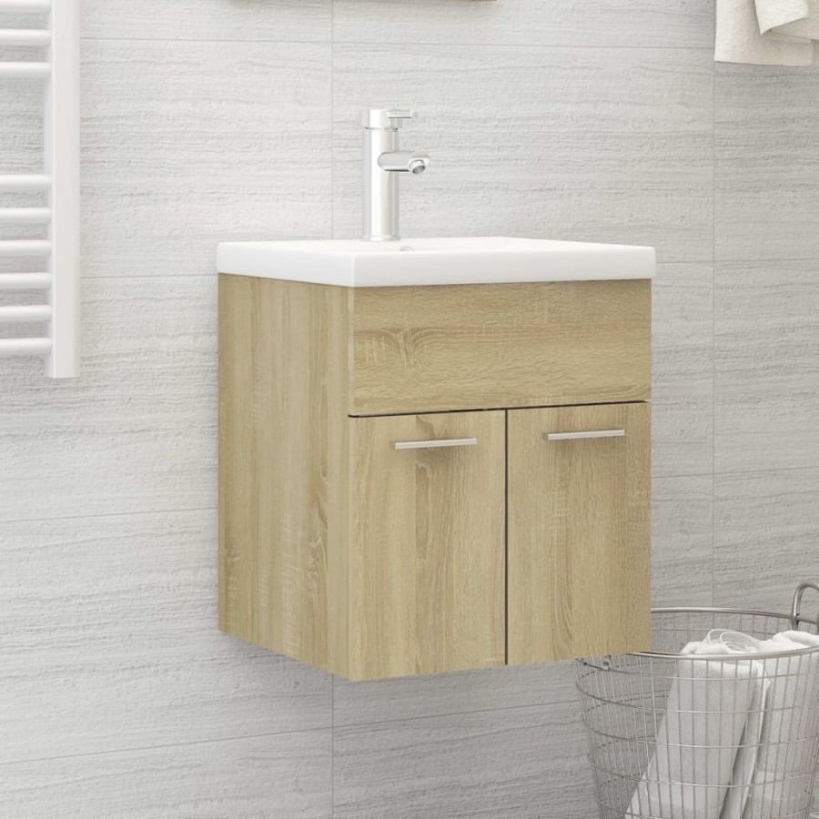 Armoire d'évier avec lavabo intégré Chêne sonoma Aggloméré