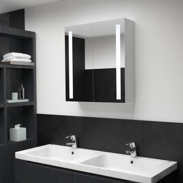 Armoire de salle de bain à miroir LED 60x14x62 cm