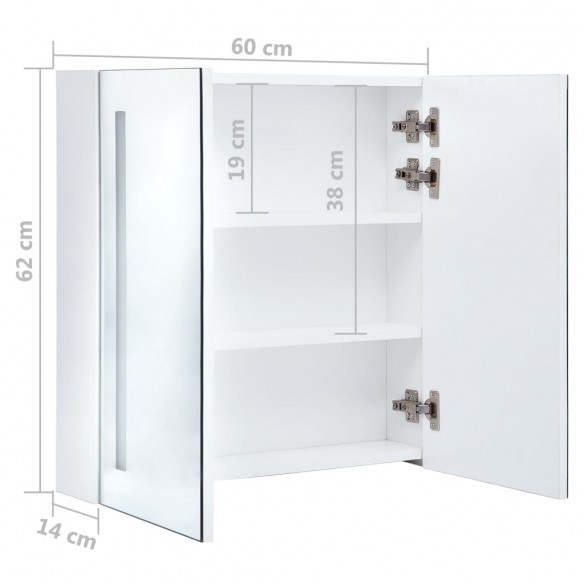 Armoire de salle de bain à miroir LED 60x14x62 cm