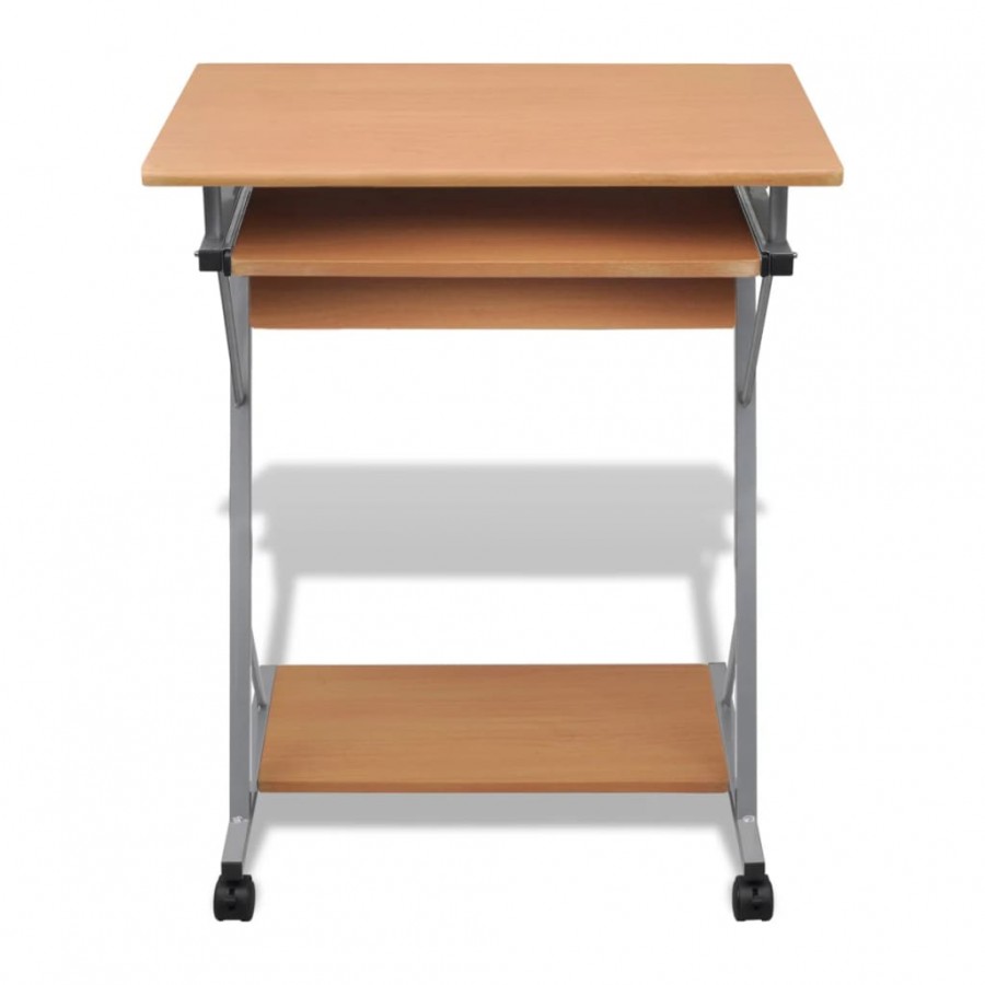 Bureau d'ordinateur avec plateau à clavier coulissant Marron