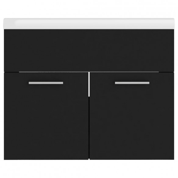 Armoire d'évier avec lavabo intégré Noir Aggloméré