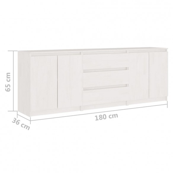 Armoire d'appoint Blanc 180x36x65 cm Bois de pin massif