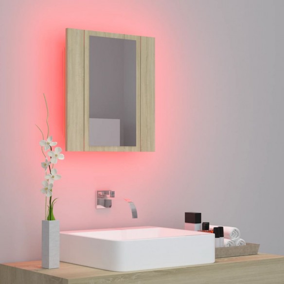 Armoire à miroir à LED de bain Chêne sonoma 40x12x45 Acrylique