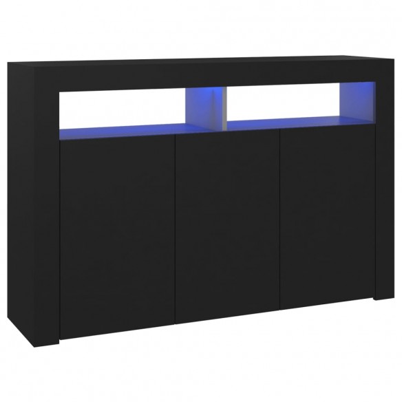 Buffet avec lumières LED noir 115,5x30x75 cm