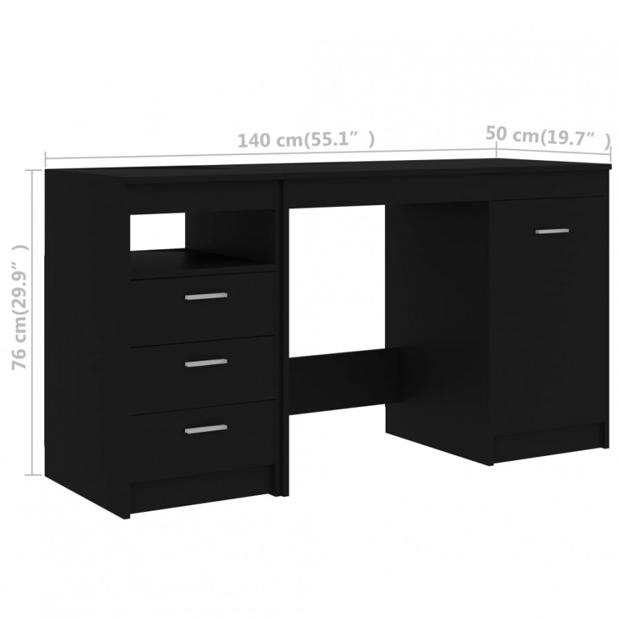 Bureau Noir 140x50x76 cm Aggloméré Bureau Noir 140x50x76 cm Aggloméré