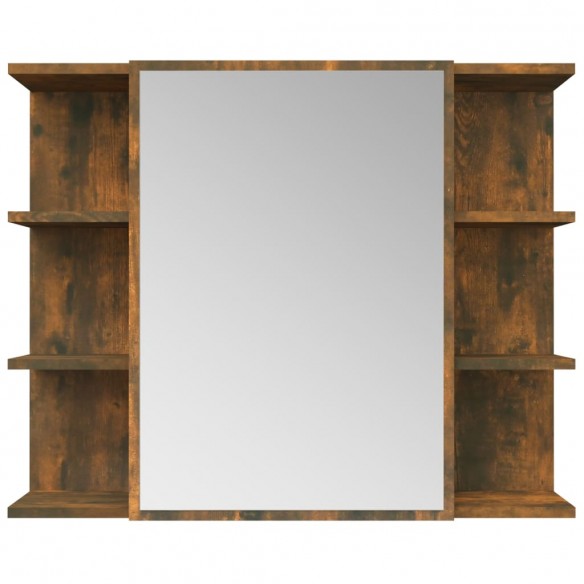 Armoire à miroir de salle de bain Chêne fumé 80x20,5x64 cm Bois