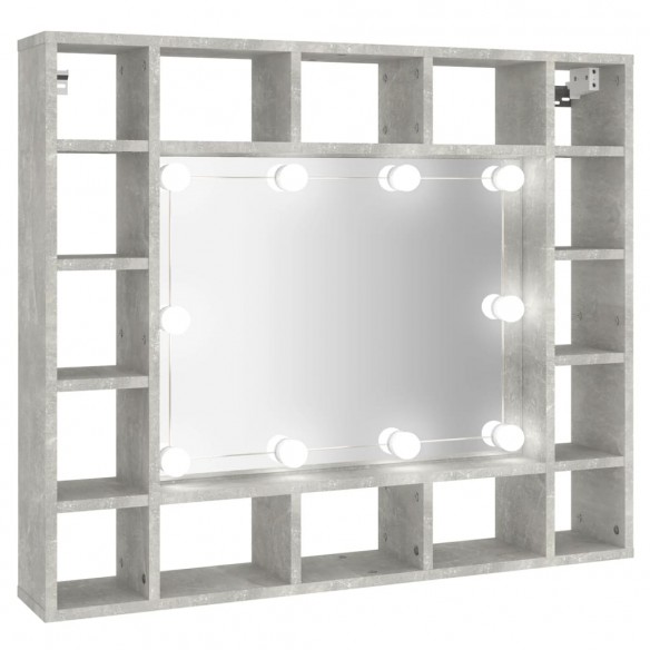 Armoire de miroir avec LED Gris béton 91x15x76,5 cm