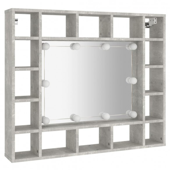 Armoire de miroir avec LED Gris béton 91x15x76,5 cm