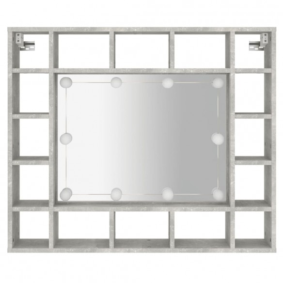 Armoire de miroir avec LED Gris béton 91x15x76,5 cm