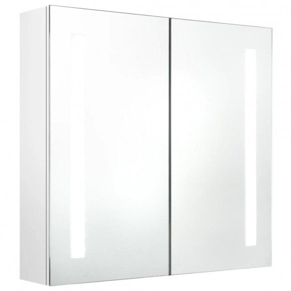 Armoire de salle de bain à miroir LED Blanc brillant 62x14x60cm