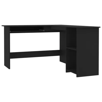 Bureau d'angle en forme de L Noir 120x140x75 cm Aggloméré 2