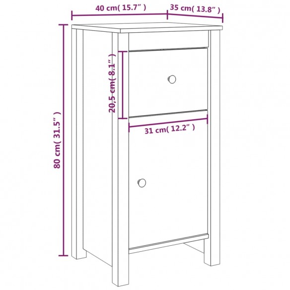 Buffet Blanc 40x35x80 cm Bois massif de pin