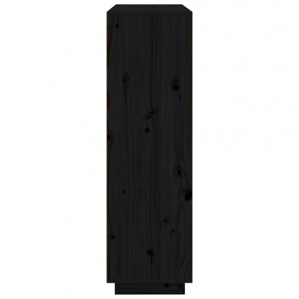 Buffet Noir 110,5x35x117 cm Bois massif de pin