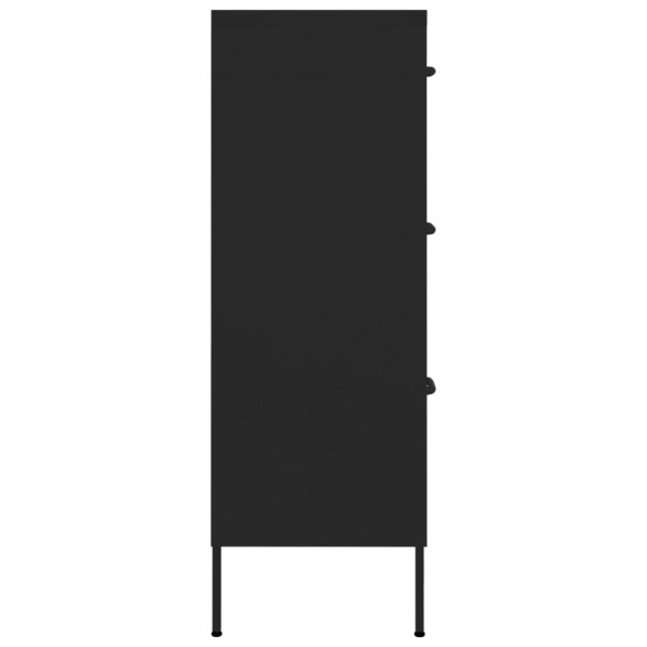 Armoire à tiroirs Noir 80x35x101,5 cm Acier