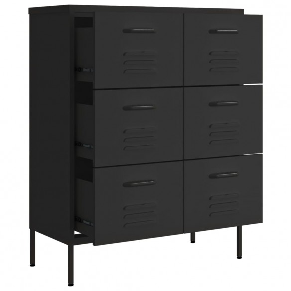 Armoire à tiroirs Noir 80x35x101,5 cm Acier