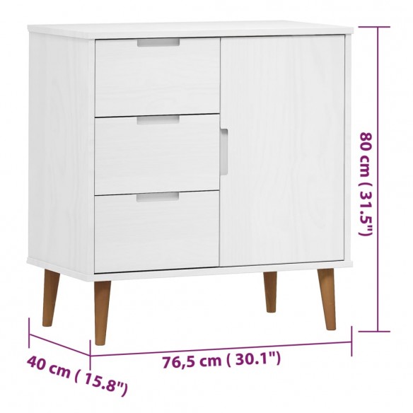 Buffet MOLDE Blanc 76,5x40x80 cm Bois massif de pin