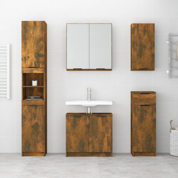 Armoire de bain Chêne fumé 32x34x188,5 cm Bois d'ingénierie