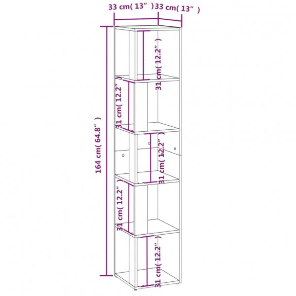 Armoire d'angle Blanc brillant 33x33x164,5 cm Aggloméré