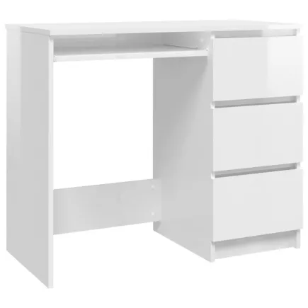 Bureau Blanc brillant 90x45x76 cm Aggloméré 2