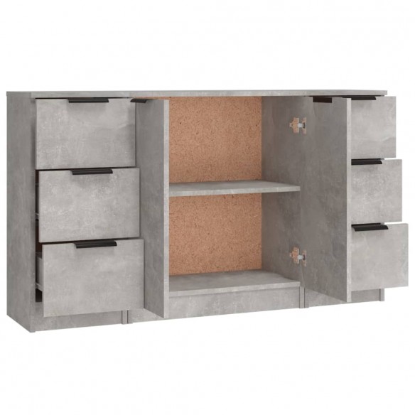 Buffets 3 pcs gris béton bois d'ingénierie