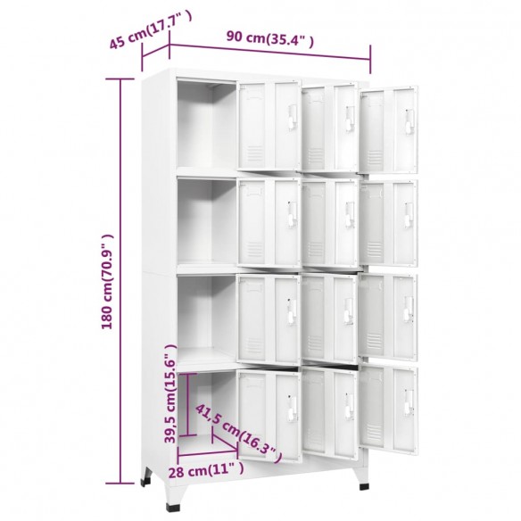 Armoire à casier avec 12 compartiments 90x45x180 cm