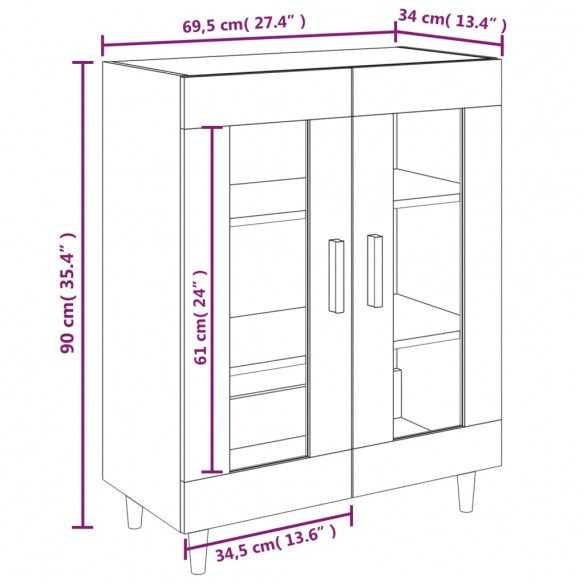 Buffet gris béton 69,5x34x90 cm bois d'ingénierie