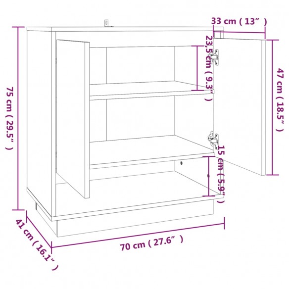 Buffet Sonoma gris 70x41x75 cm Aggloméré