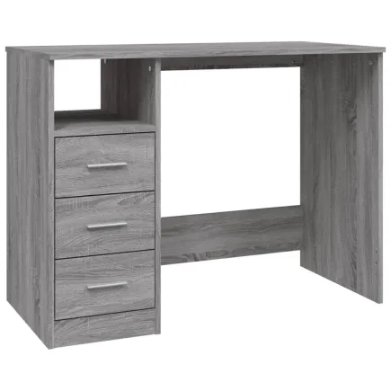 Bureau avec tiroirs Sonoma gris 102x50x76 cm  2