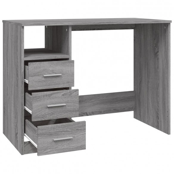 Bureau avec tiroirs Sonoma gris 102x50x76 cm Bois d'ingénierie