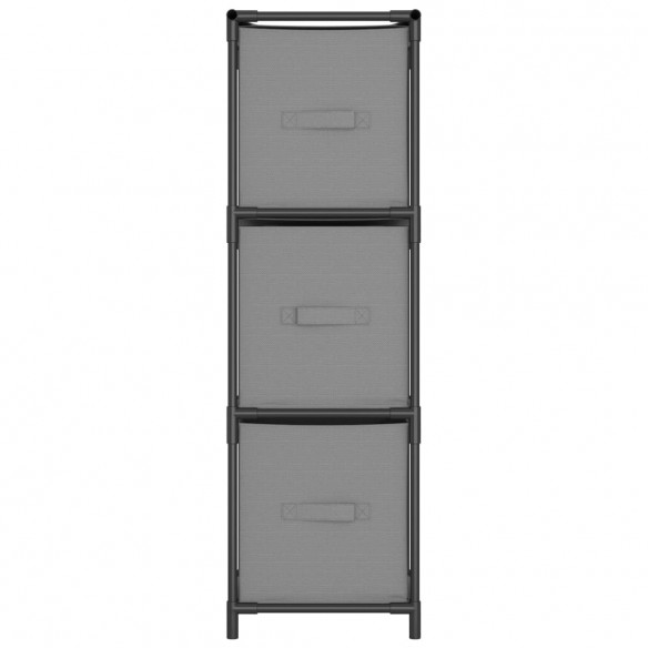 Armoire de rangement 3 tiroirs en tissu Gris 34x34x101 cm Acier