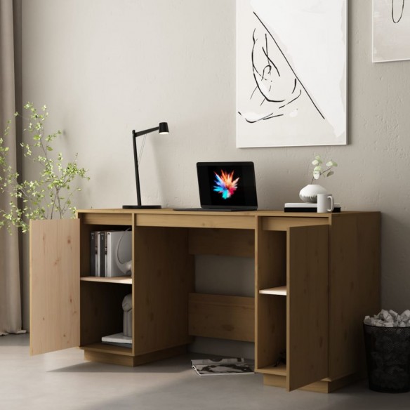 Bureau Marron miel 140x50x75 cm Bois massif de pin