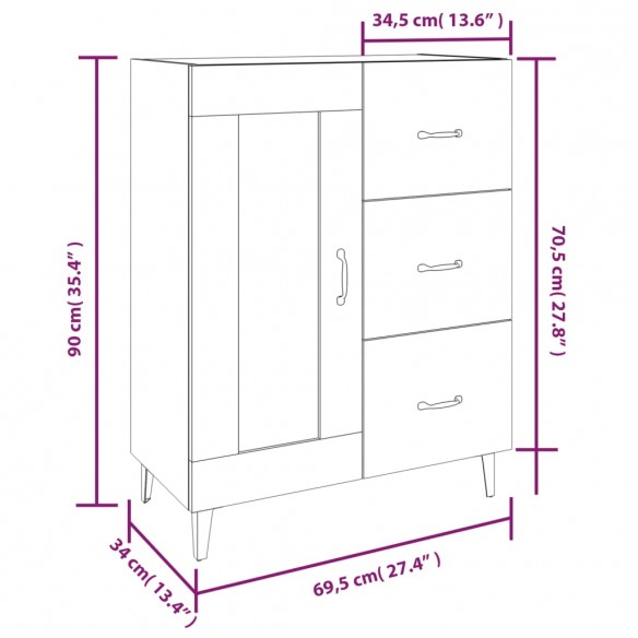 Buffet Chêne sonoma 69,5x34x90 cm Bois d'ingénierie