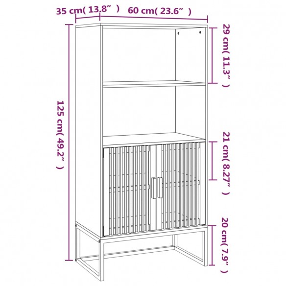 Buffet haut 60x35x125 cm bois d'ingénierie