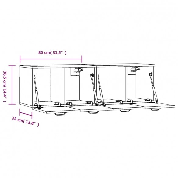 Armoires murales 2 pcs Blanc 80x35x36,5 cm Bois d'ingénierie