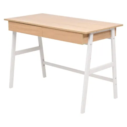 Table d'écriture 110 x 55 x 75 cm Chêne et blanc 2